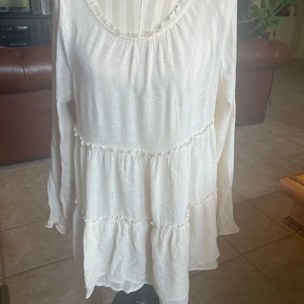 Cream Ruffle Tunic